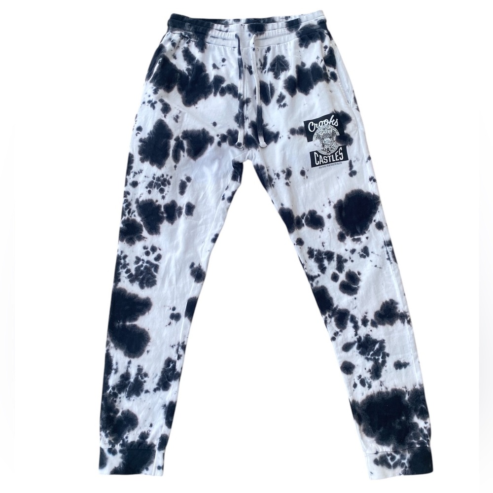 Crooks & Castles Mad Klepto Tie Dye Sweatpants Jogger Pants Mens Medium White